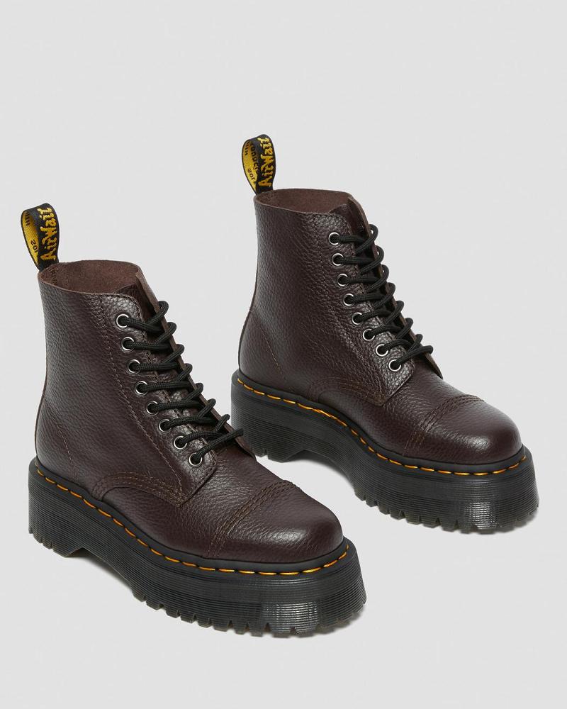 Dr Martens Sinclair Milled Nappa Lær Platform Støvler Dame Burgunder | Norge 525ILH